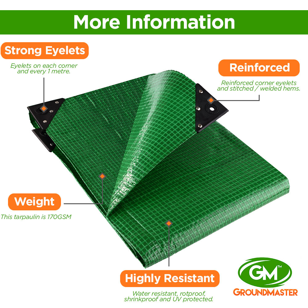 GroundMaster 170gsm Green Mono Cover Tarpaulins