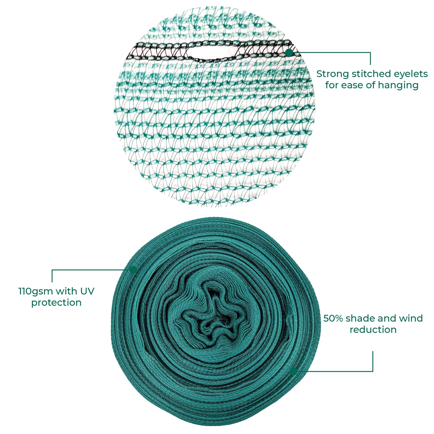 GM Windbreak Netting Cuts- Green, 110gsm