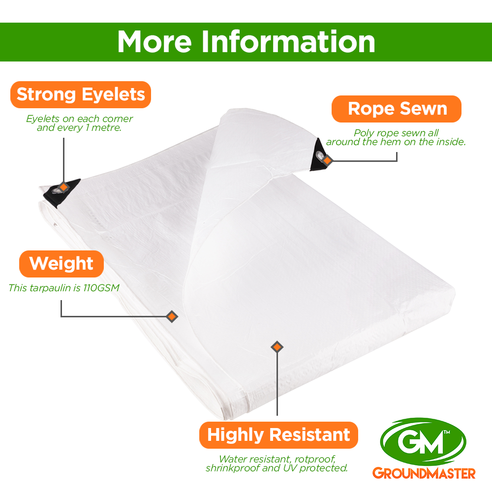 GroundMaster 110gsm Standard White Tarpaulins