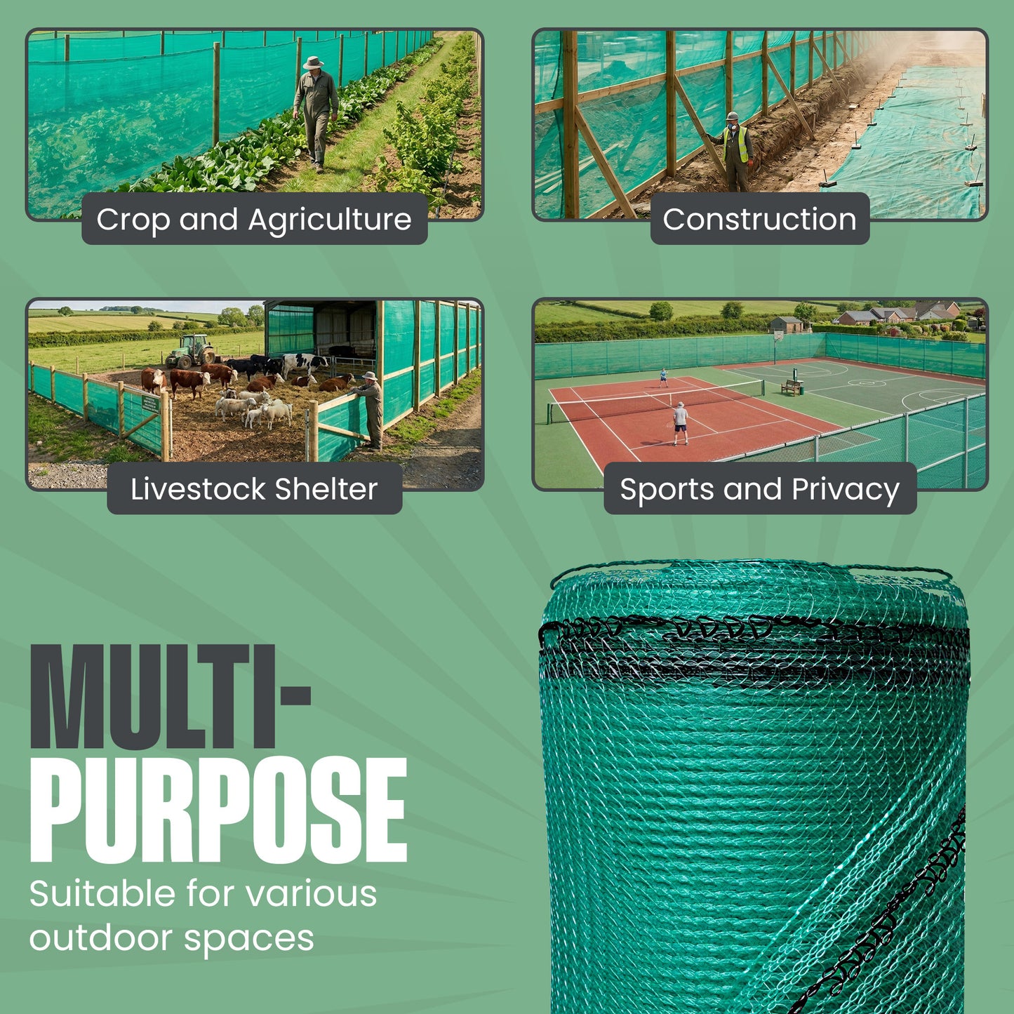 GM Windbreak Netting - Green, 110gsm