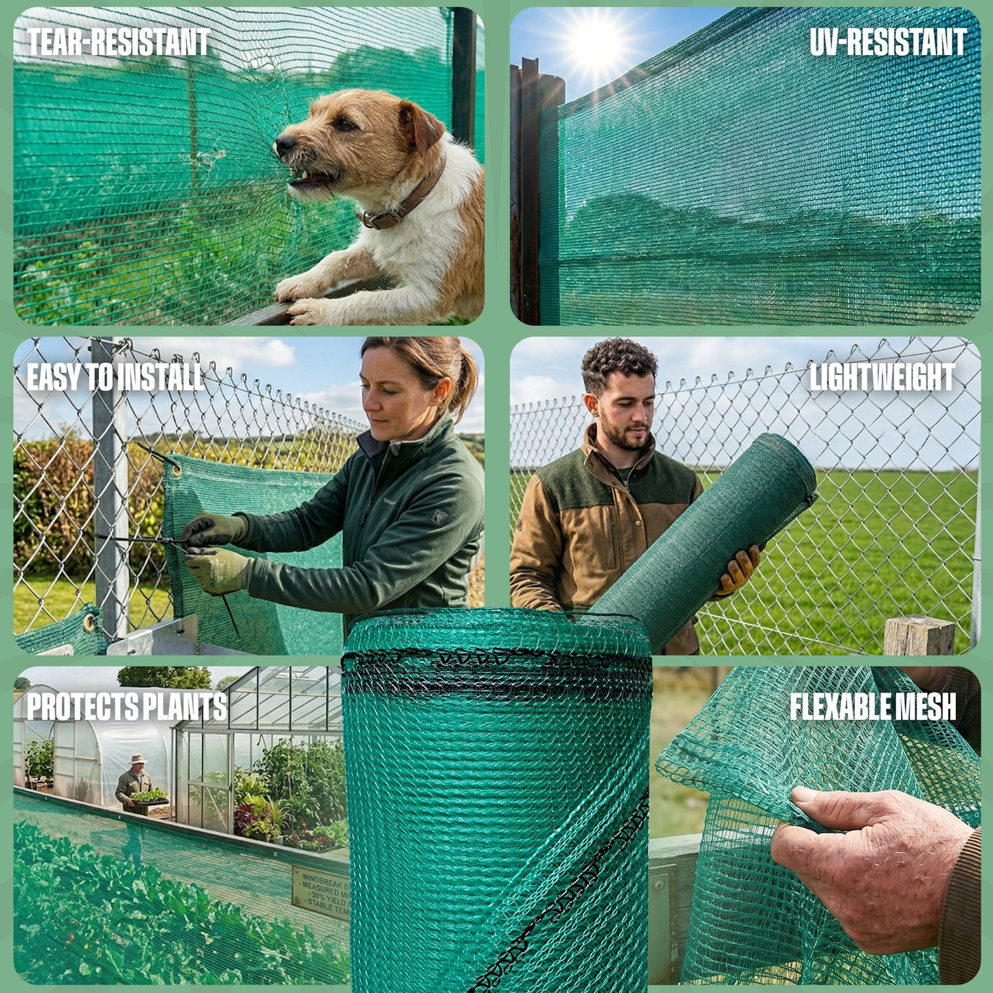 GM Windbreak Netting Cuts- Green, 110gsm