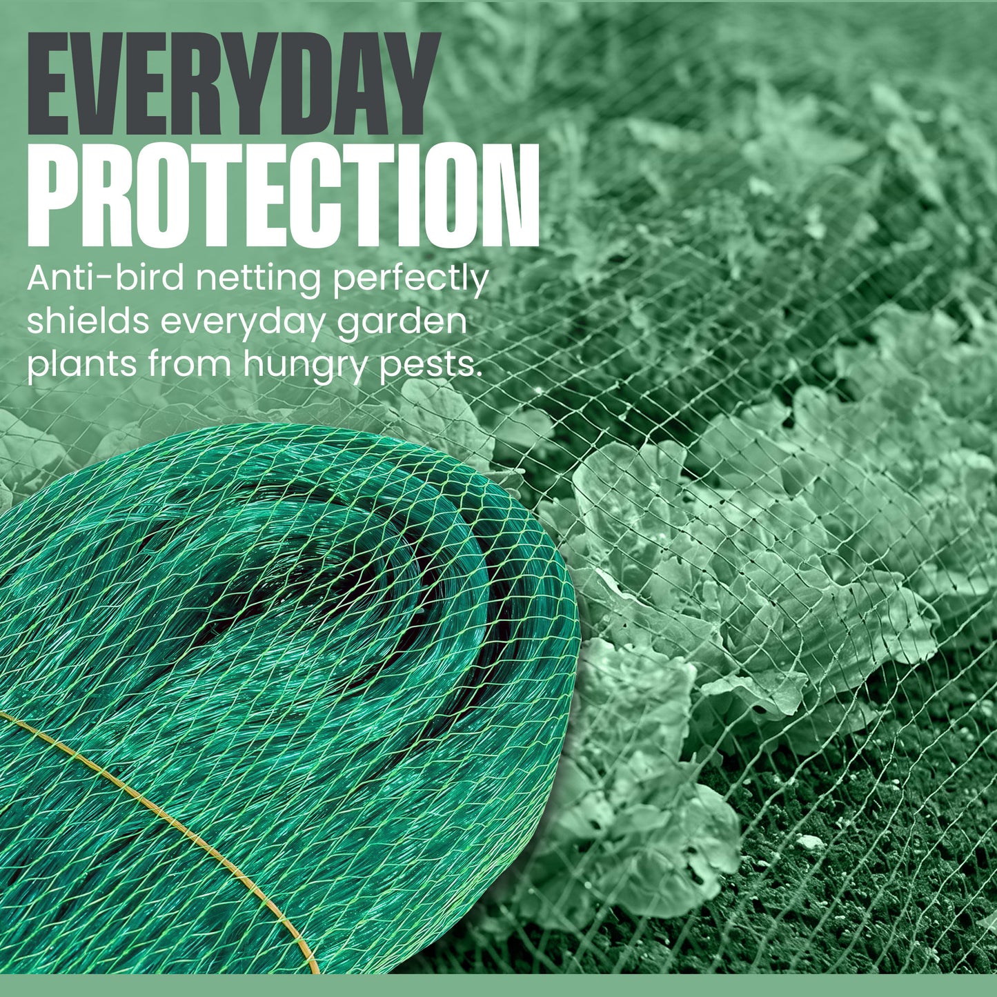 GM Anti-Bird Netting - Green/Black, 7gsm