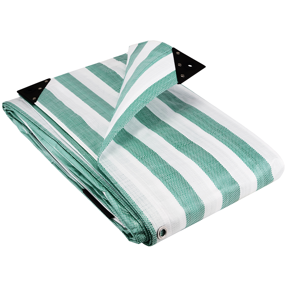 GroundMaster 170gsm Green/White Striped Tarpaulins