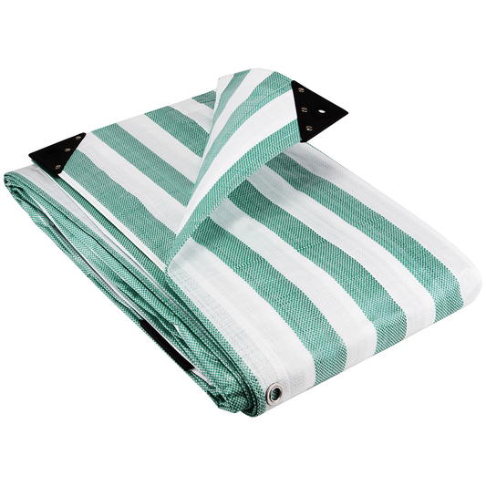 GroundMaster 170gsm Green/White Striped Tarpaulins
