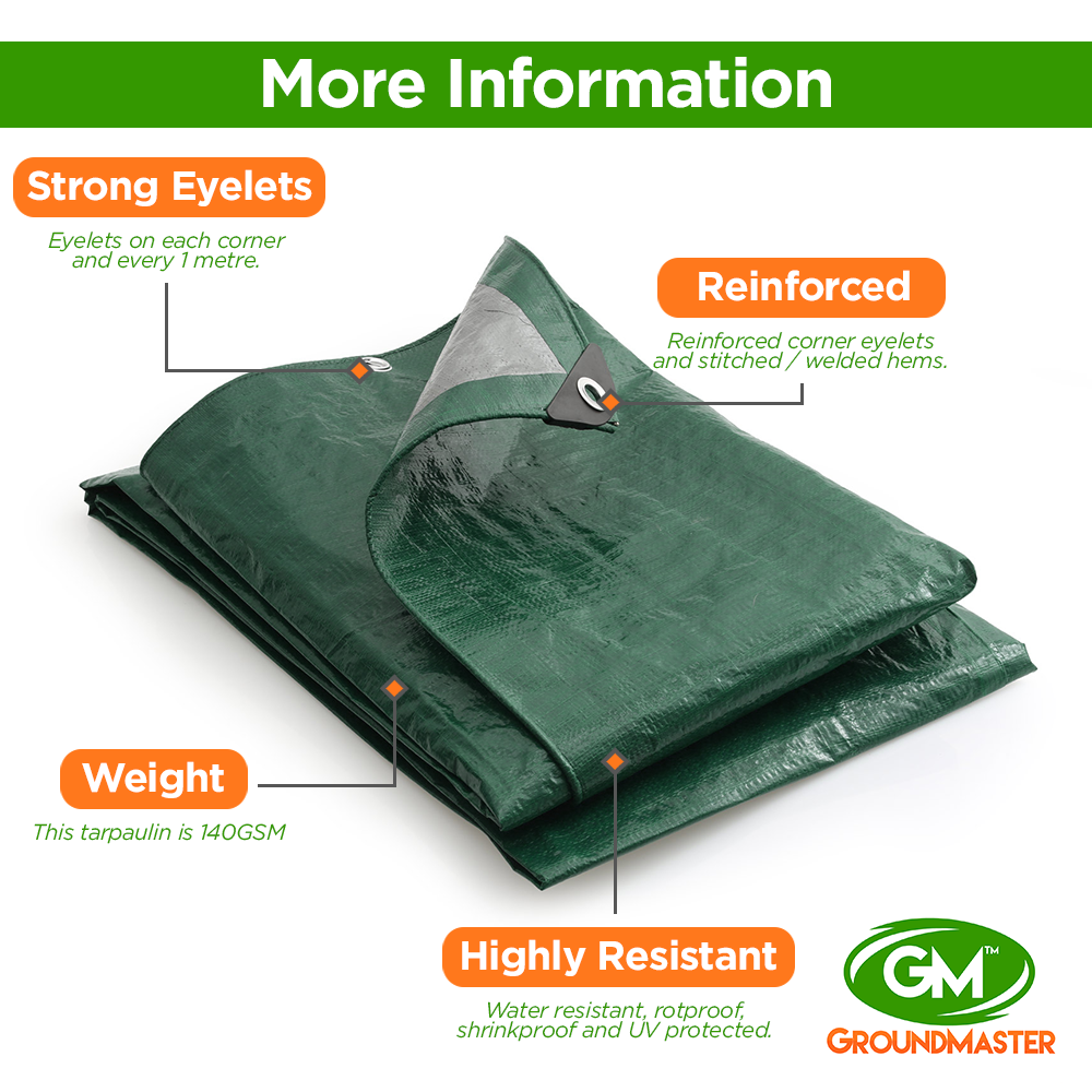 GroundMaster 140gsm Green/Silver Tarpaulins