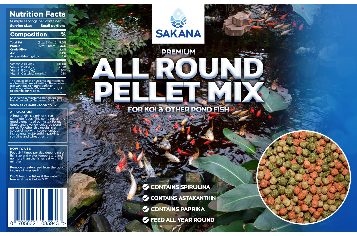 Sakana All Round Mix Fish Pellets 3mm