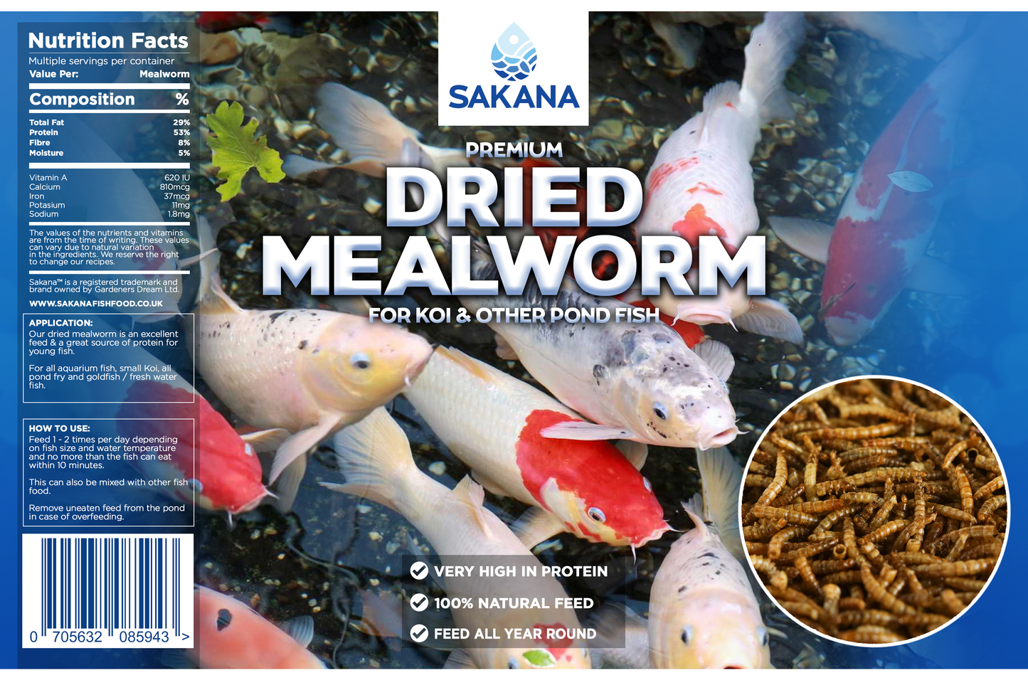 Sakana Dried Mealworm Fish Food