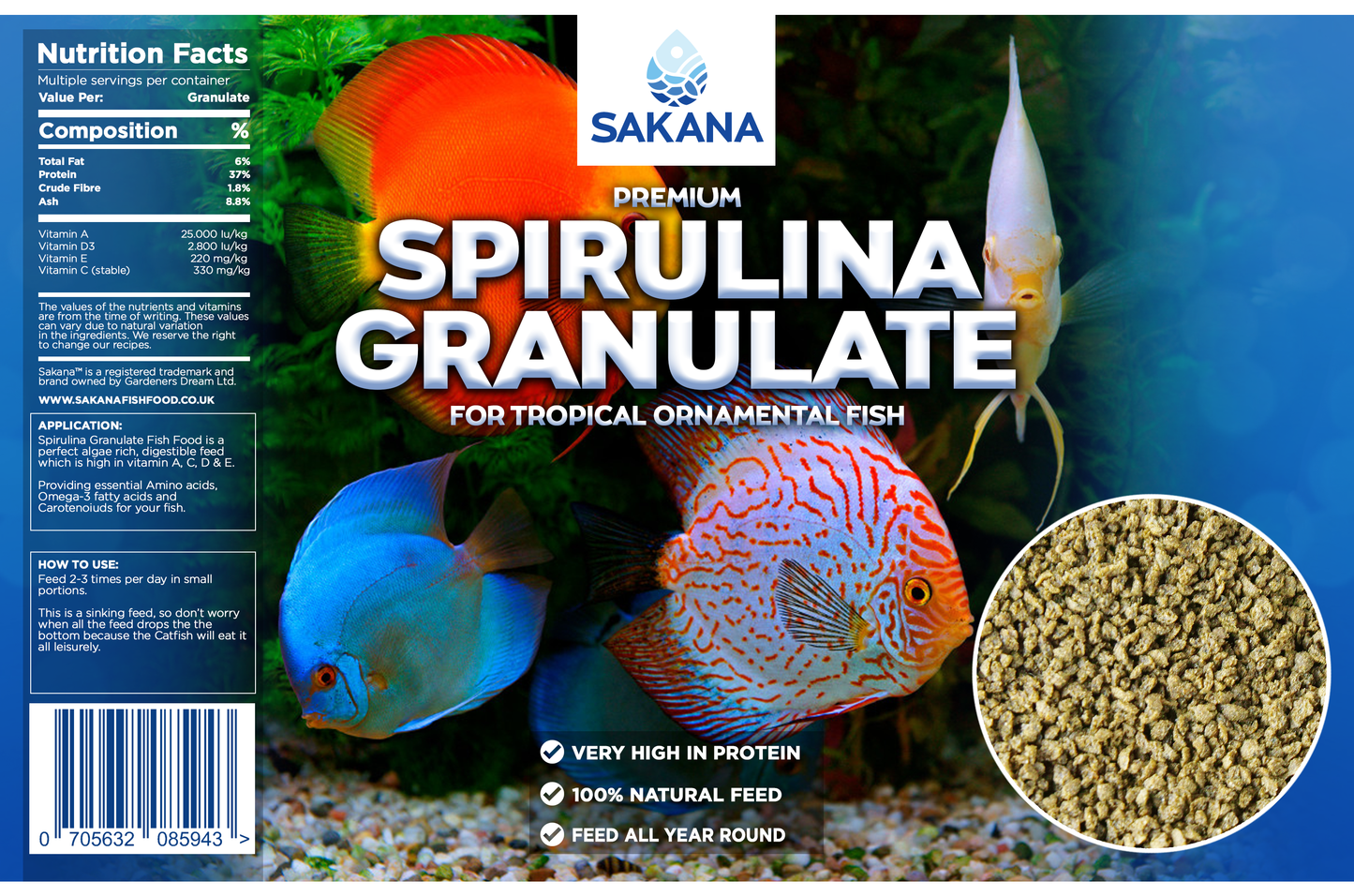 Sakana Multi-Vitamin Granulate Fish Food 1.2 - 1.5mm