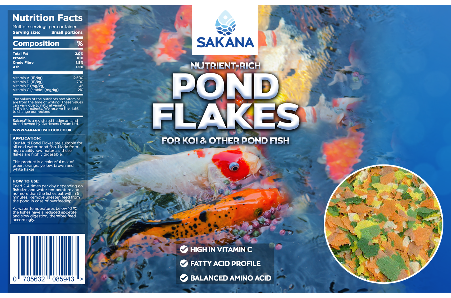 Sakana Multi-Pond Flakes Fish Food