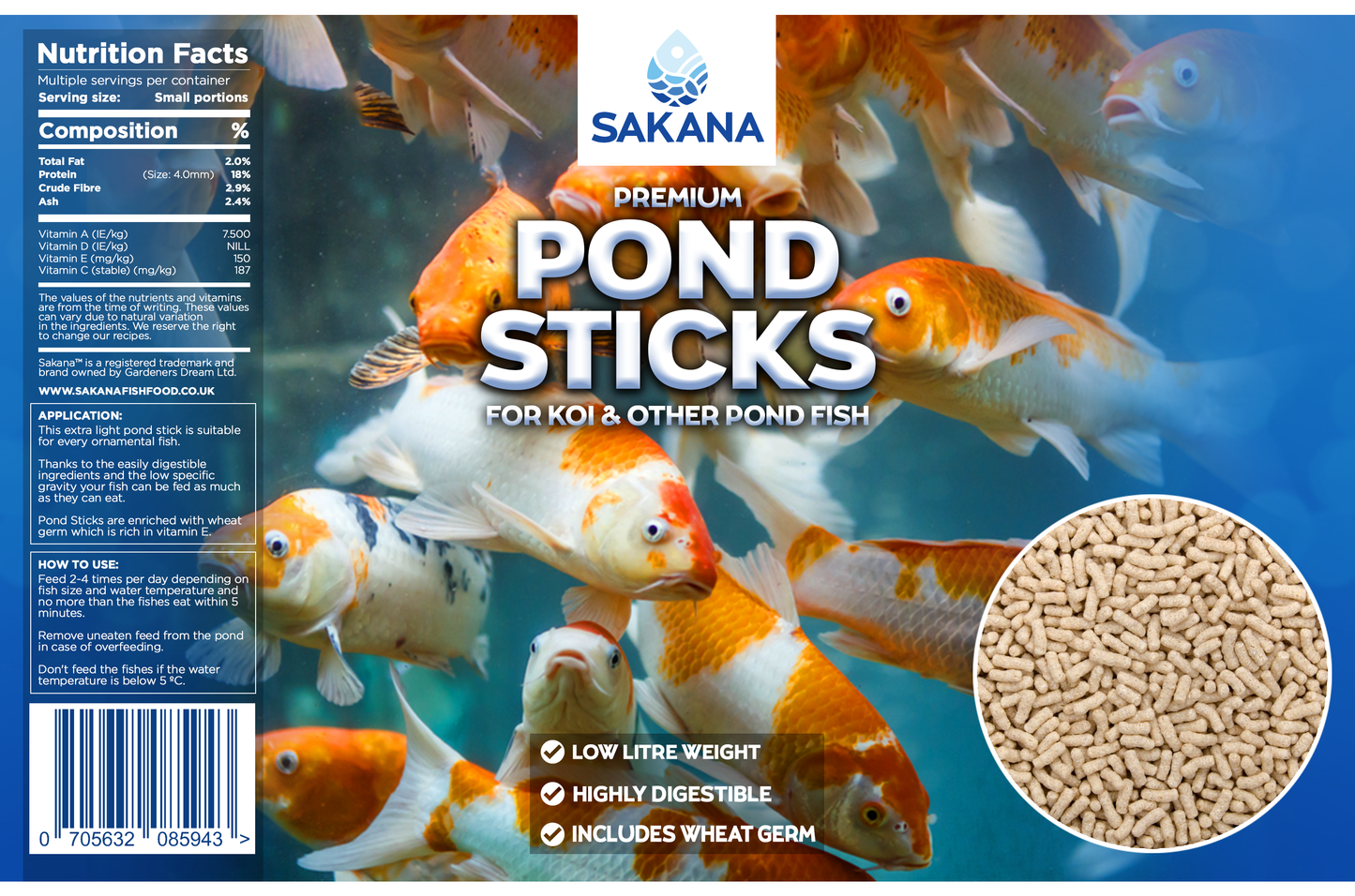Sakana Pond Fish Sticks 4mm