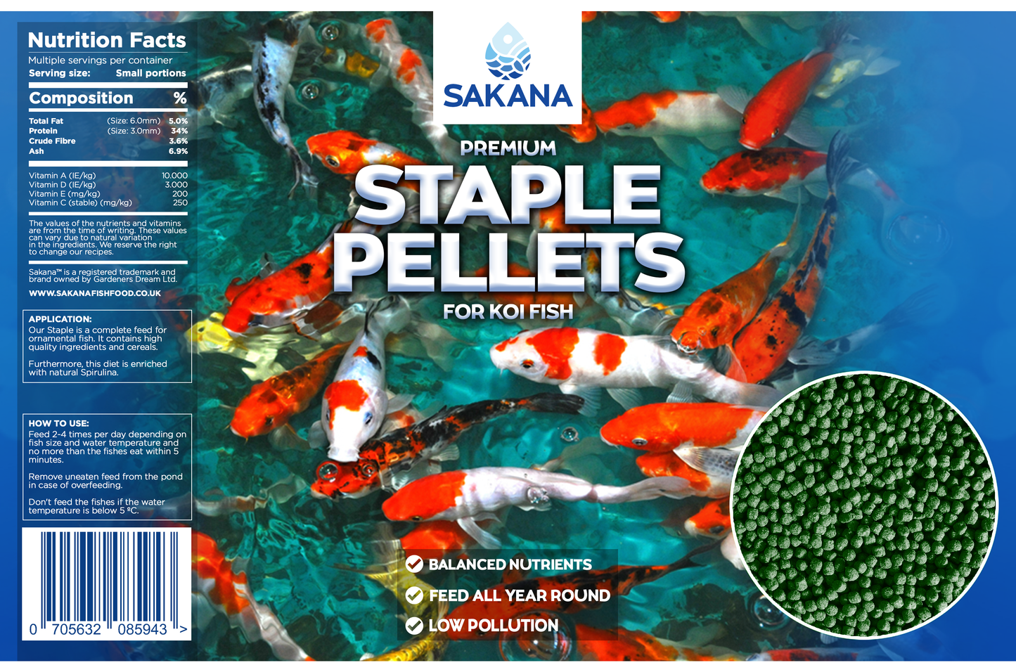 Sakana Koi Fish Pellets 3mm